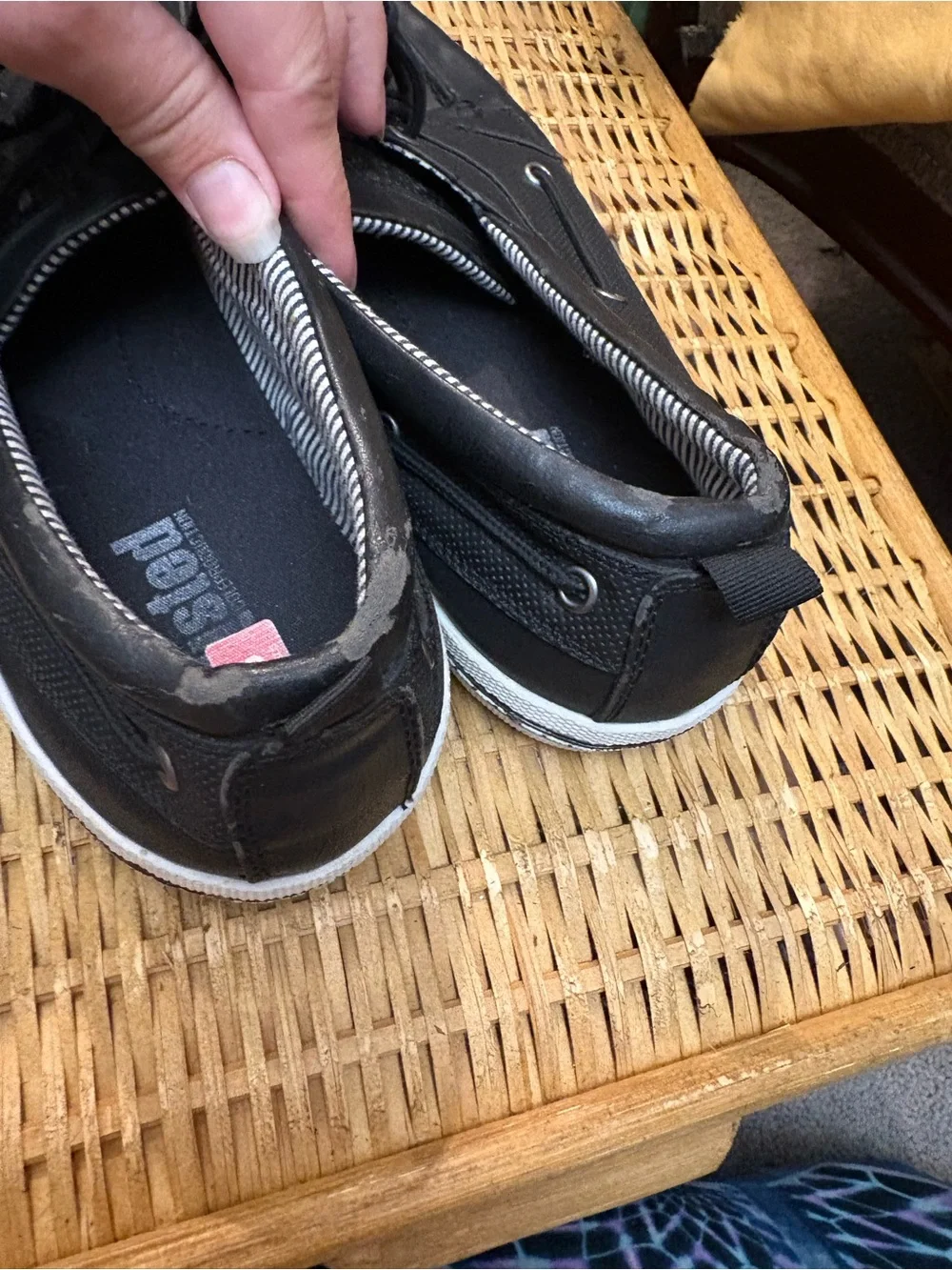 Unlisted Black Men's Lace-Up Boat Shoes with White Sole